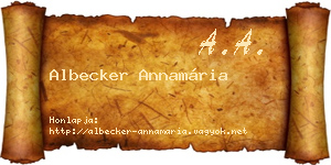 Albecker Annamária névjegykártya